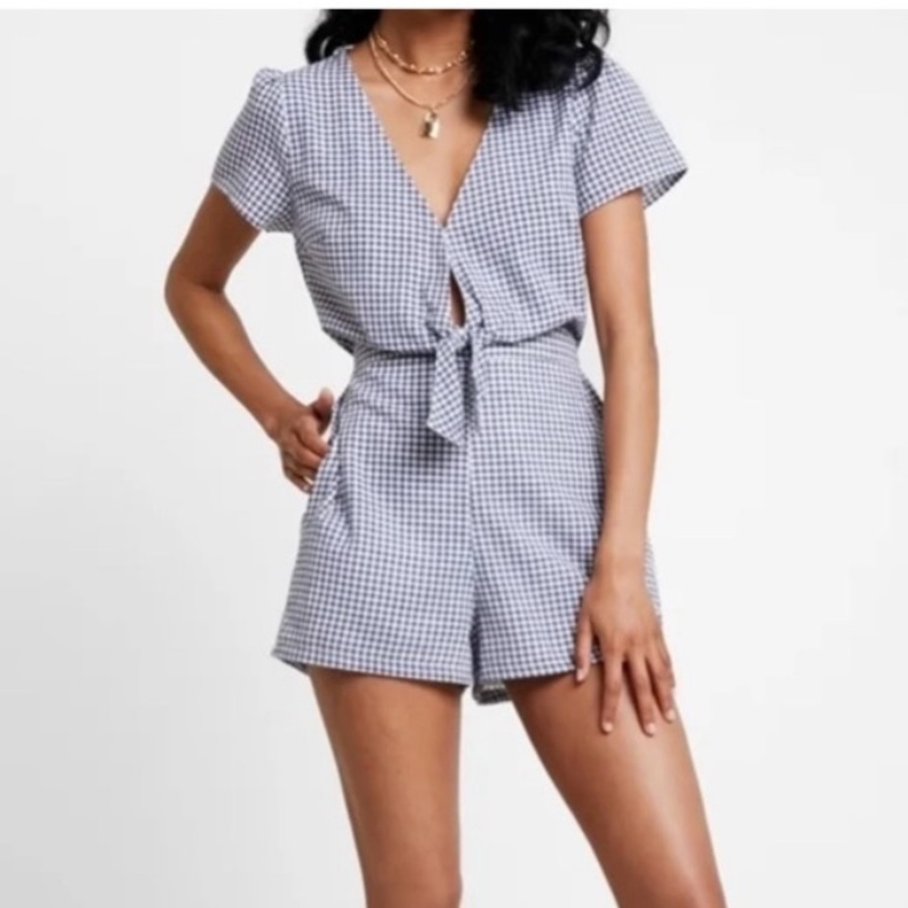 A&F Blue and White Gingham Romper